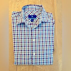 Egara performance nylon men button down plaid shirt size M
